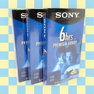 SONY Premium Grade VHS Video Tapes T120VL (Lot of 3) NEW & Factory Sealed